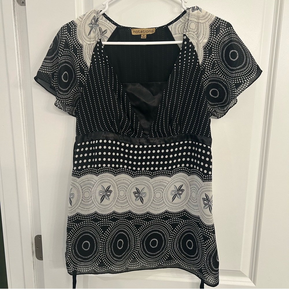 Notations Y2K Tie Back Babydoll Blouse